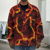 Red Lava Print Men's Shirt Jacket