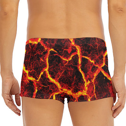 Red Lava Print Men's Short Boxer Briefs