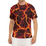 Red Lava Print Men's Short Sleeve Rash Guard