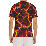 Red Lava Print Men's Short Sleeve Rash Guard