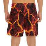 Red Lava Print Men's Split Running Shorts