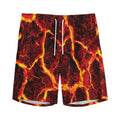 Red Lava Print Men's Athletic Shorts