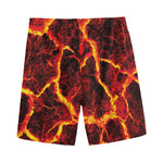 Red Lava Print Men's Sports Shorts