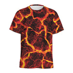 Red Lava Print Men's Sports T-Shirt