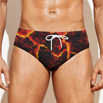 Red Lava Print Men's Swim Briefs