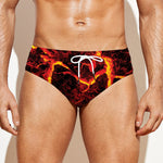 Red Lava Print Men's Swim Briefs