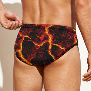 Red Lava Print Men's Swim Briefs