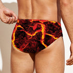 Red Lava Print Men's Swim Briefs