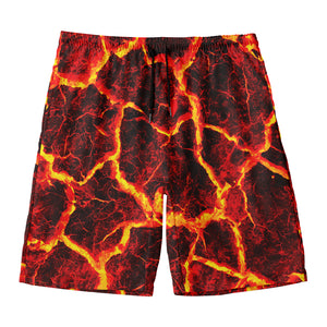 Red Lava Print Men's Swim Trunks