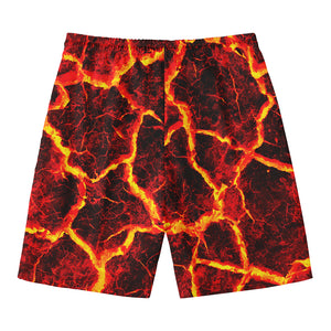 Red Lava Print Men's Swim Trunks