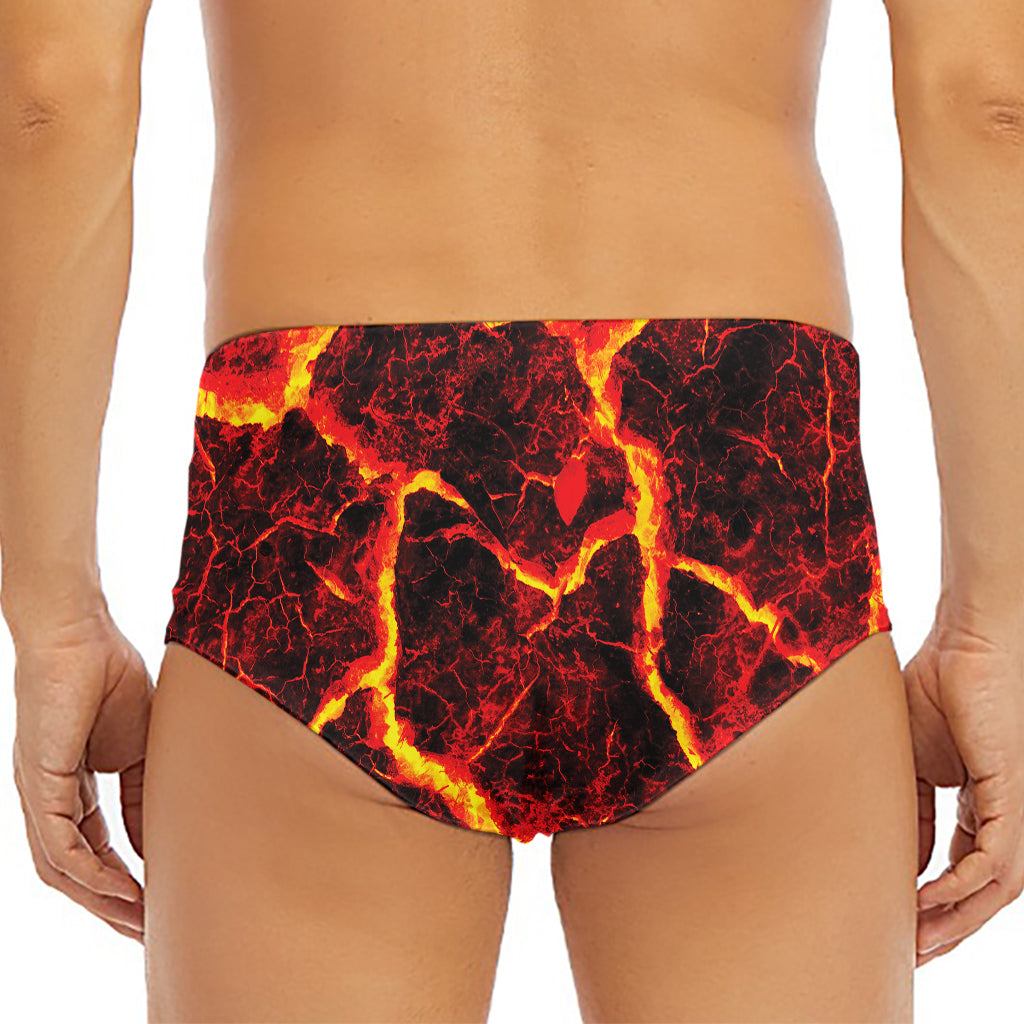 Red Lava Print Men's Triangle Swim Briefs