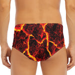Red Lava Print Men's Triangle Swim Briefs