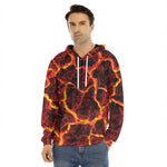 Red Lava Print Men's Velvet Pullover Hoodie