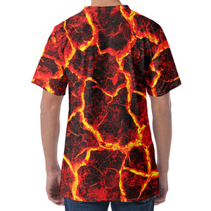 Red Lava Print Men's Velvet T-Shirt