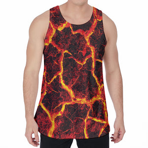 Red Lava Print Men's Velvet Tank Top