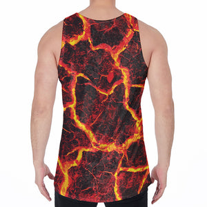 Red Lava Print Men's Velvet Tank Top