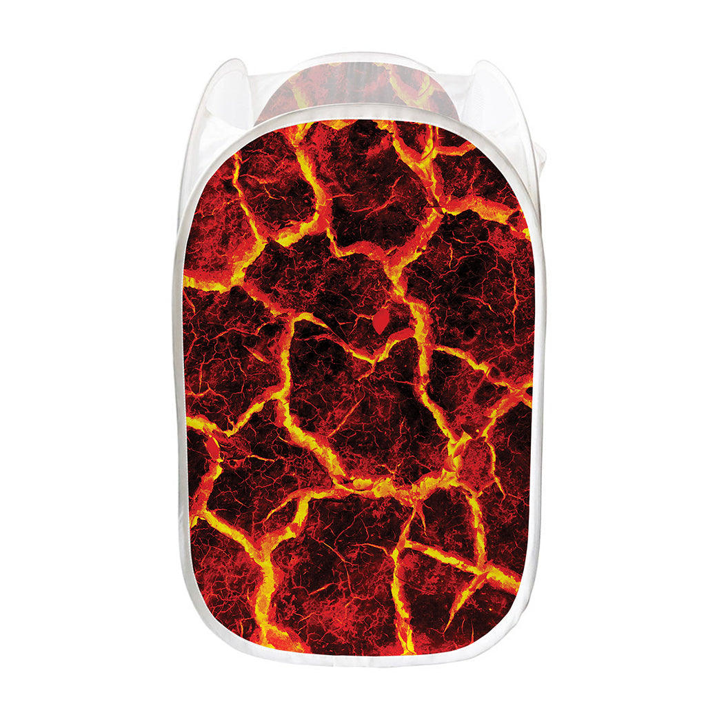 Red Lava Print Mesh Laundry Hamper