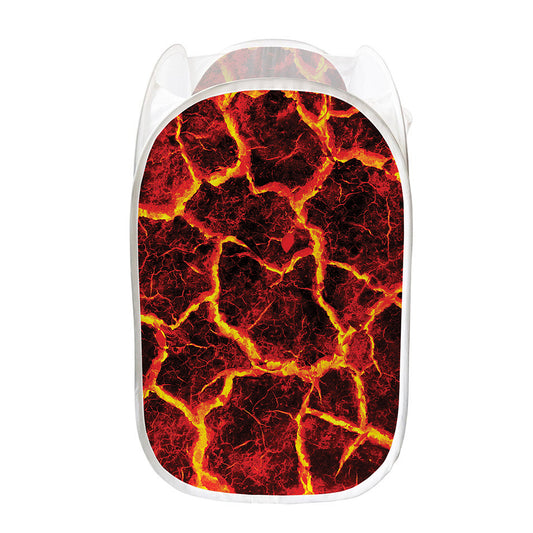 Red Lava Print Mesh Laundry Hamper