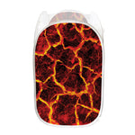 Red Lava Print Mesh Laundry Hamper
