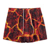 Red Lava Print Mesh Shorts