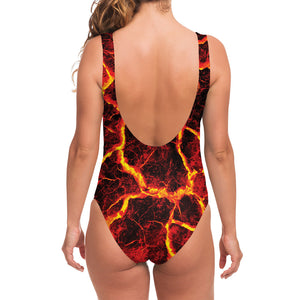 Red Lava Print One Piece Swimsuit