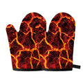 Red Lava Print Oven Mitts