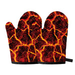 Red Lava Print Oven Mitts