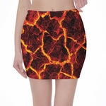 Red Lava Print Pencil Mini Skirt