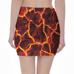 Red Lava Print Pencil Mini Skirt