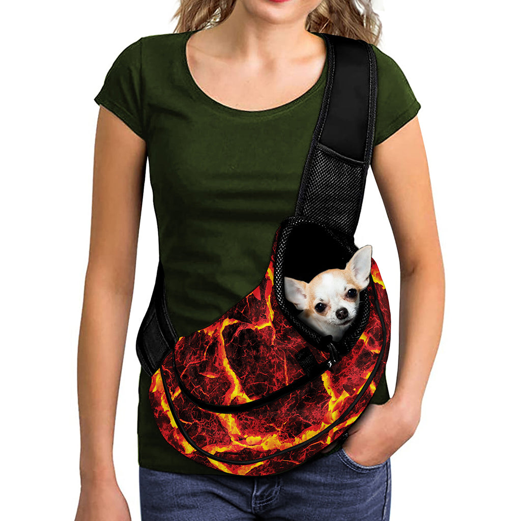 Red Lava Print Pet Sling Carrier