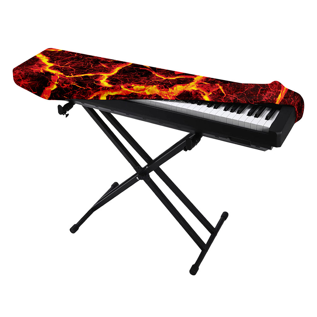 Red Lava Print Piano Keyboard Cover