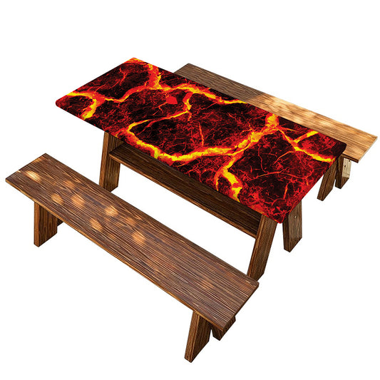 Red Lava Print Picnic Table Cover