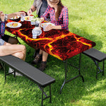 Red Lava Print Picnic Table Cover