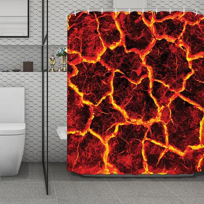 Red Lava Print Polyester Shower Curtain