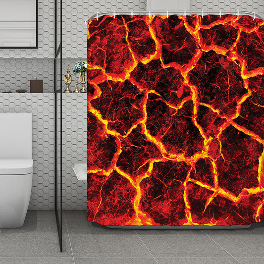 Red Lava Print Polyester Shower Curtain