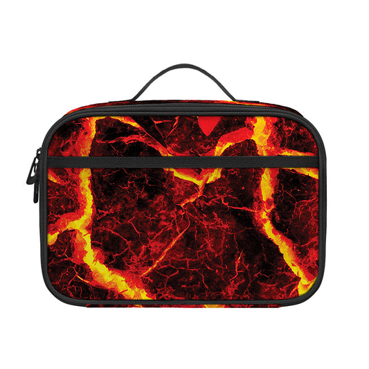 Red Lava Print Portable Lunch Bag