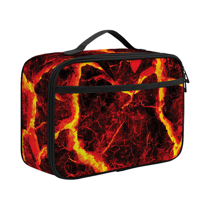 Red Lava Print Portable Lunch Bag