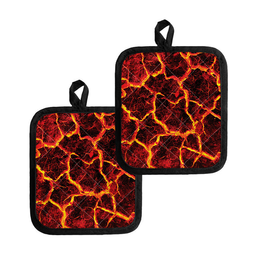 Red Lava Print Pot Holders