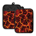 Red Lava Print Pot Holders With Pocket