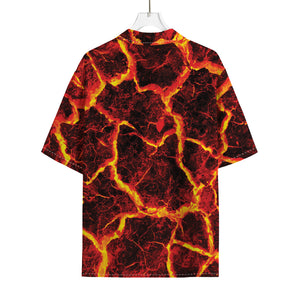 Red Lava Print Rayon Hawaiian Shirt