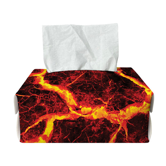 Red Lava Print Rectangle Tissue Box Cover