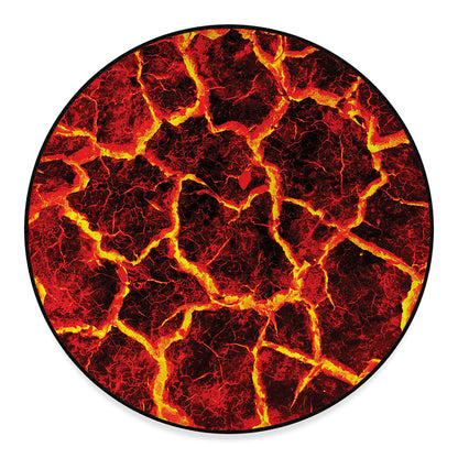 Red Lava Print Round Floor Mat
