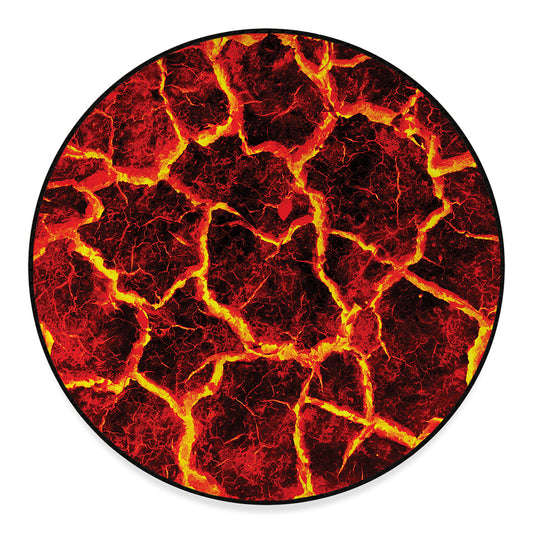 Red Lava Print Round Floor Mat