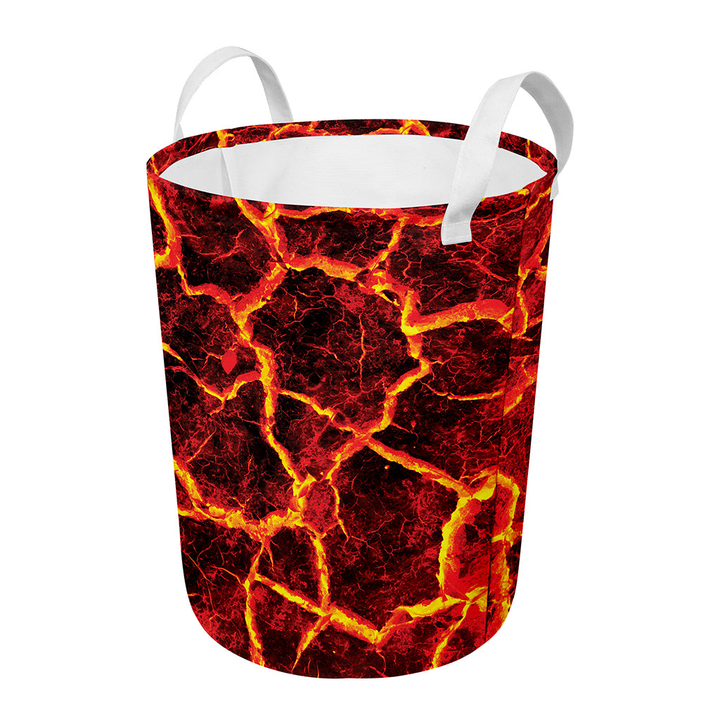 Red Lava Print Round Laundry Basket