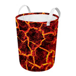 Red Lava Print Round Laundry Basket