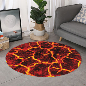 Red Lava Print Round Rug