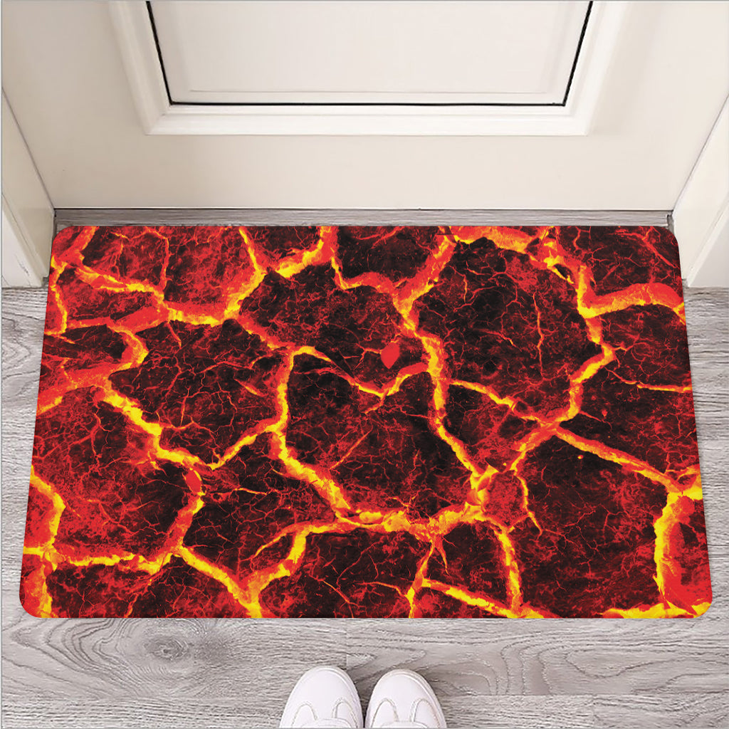 Red Lava Print Rubber Doormat