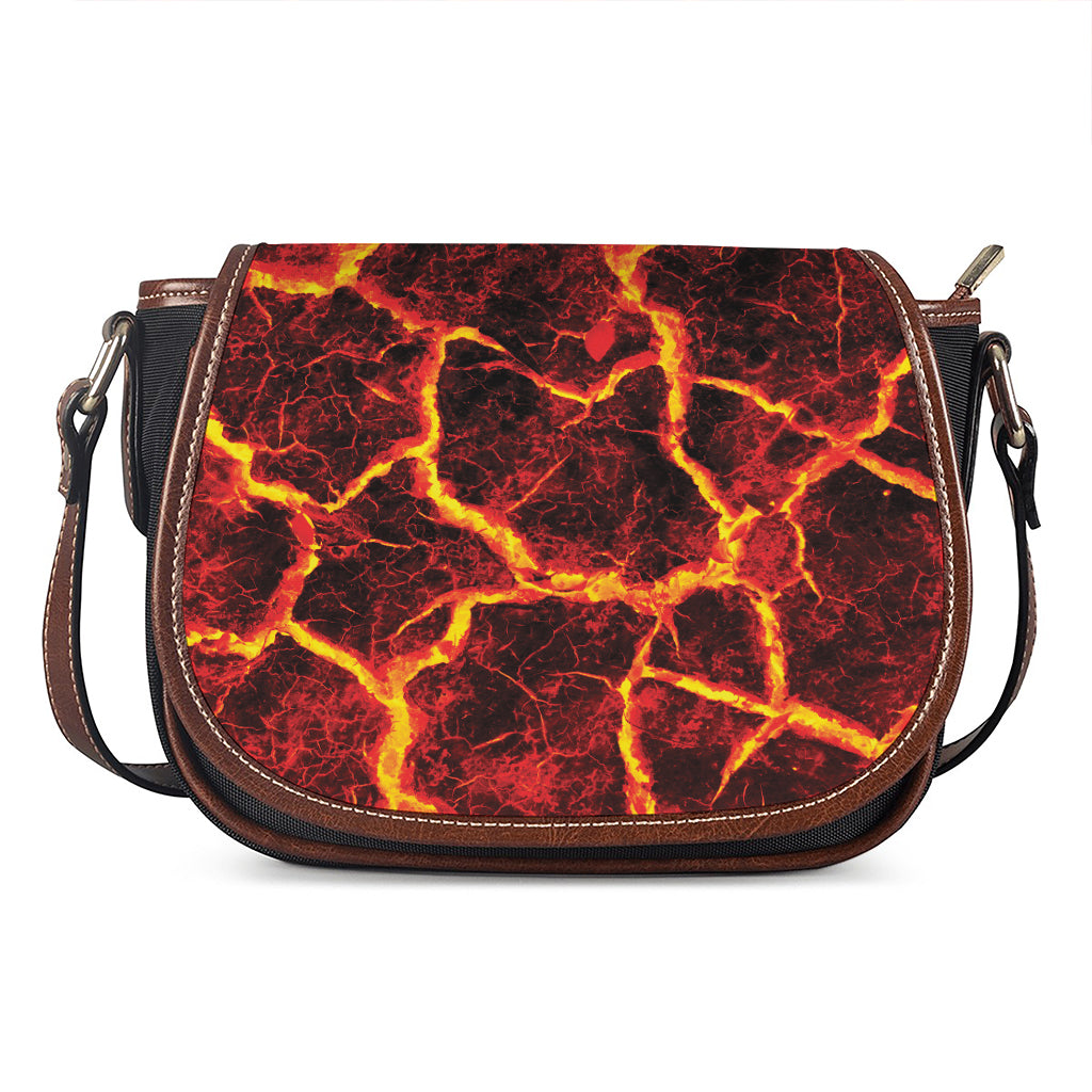 Red Lava Print Saddle Bag