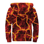 Red Lava Print Sherpa Lined Zip Up Hoodie