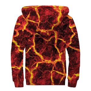 Red Lava Print Sherpa Lined Zip Up Hoodie